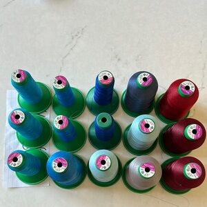 Sergione/Isacord Embroidery Thread Spools - Blue, Teal, Gray, Burgundy